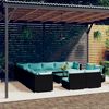 vidaXL Set Divani da Giardino 14 pz con Cuscini in Polyrattan Nero
