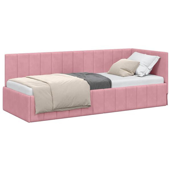 vidaXL Cornice del letto ad angolo Rosa 80 cm x 200 cm Velluto