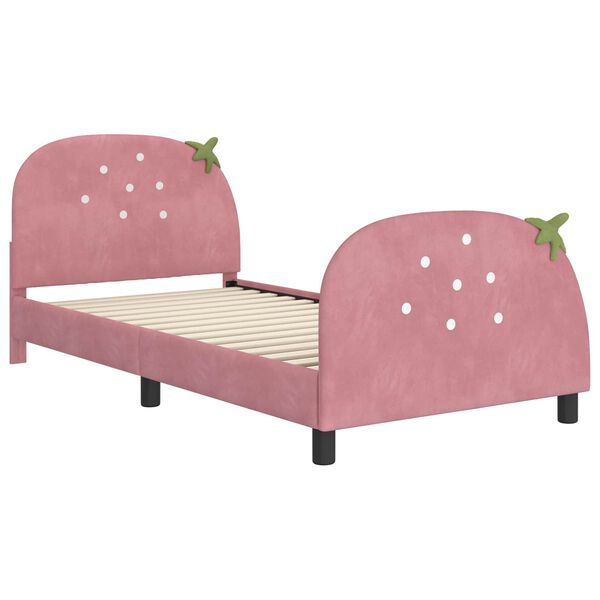 vidaXL Struttura letto bambini con testata Rosa 80 x 200 cm Velluto