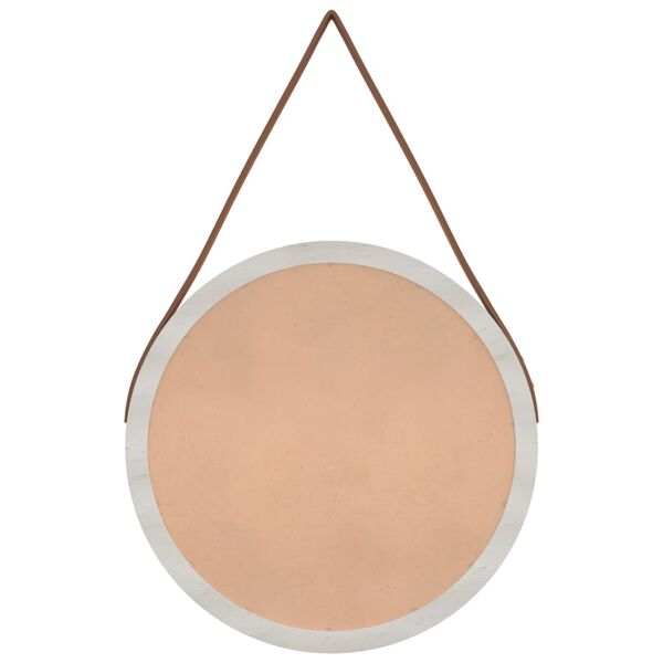 vidaXL Specchio da Parete con Cinghia Bianco &Oslash; 35 cm