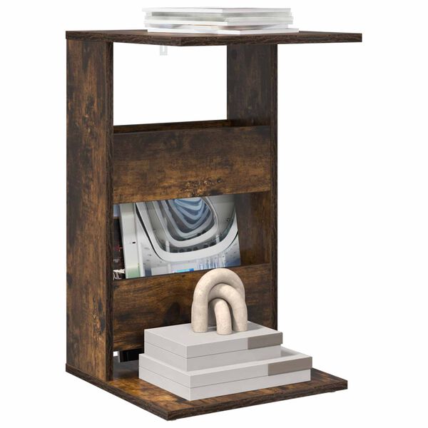 vidaXL Tavolo laterale Rovere fum&eacute; 40 x 35 x 60,5 cm Legno multistrato