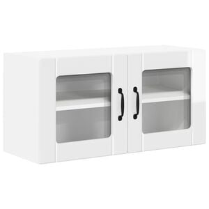 vidaXL Mobile in vetro da parete LUCCA Bianco Lucido 80 x 31 x 40 cm