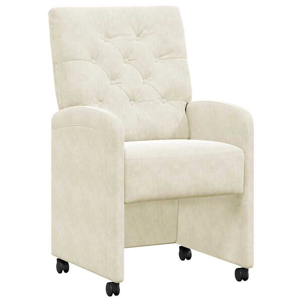 vidaXL Sedie da Pranzo con Ruote 2 pcs Crema 58 x 67 x 97 cm Velluto