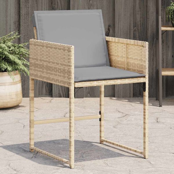 vidaXL Sedie da Giardino con Cuscini 4 pz Beige Misto in Polyrattan