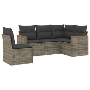 vidaXL Set Divano da Giardino 5 pz con Cuscini Grigio in Polyrattan
