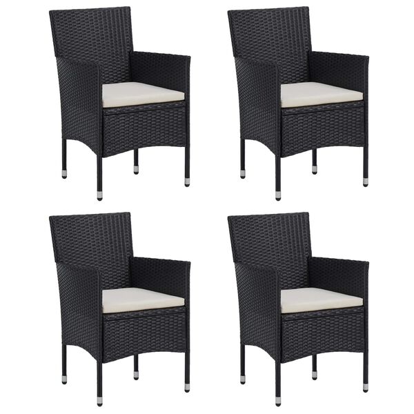 vidaXL Set da Pranzo per Giardino 5 pz con Cuscini in Polyrattan Nero