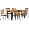 vidaXL Set da Pranzo per Giardino 7 pz Nero e Marrone polyrattan
