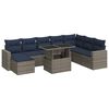 vidaXL Set Divano da Giardino 9pz con Cuscini Grigio Polyrattan Acacia