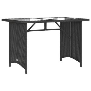 vidaXL Tavolo da Giardino Piano in Vetro Nero 110x68x70 cm Polyrattan