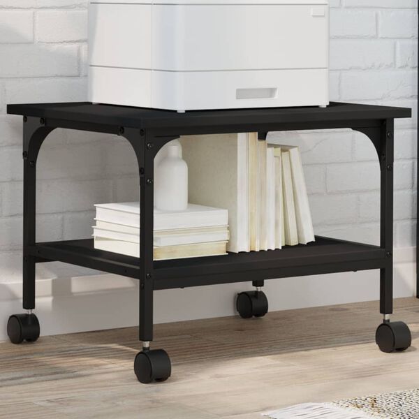 vidaXL Supporto per Stampante 2 Livelli Nero 50x40x38 cm Multistrato