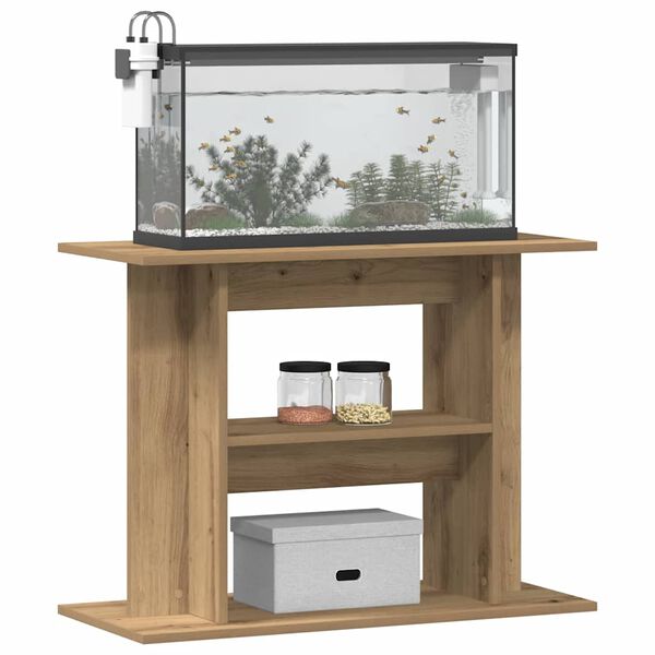vidaXL Supporto per acquario artigianale in rovere 80x35x60 cm in legno ingegnerizzato