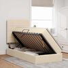 vidaXL Letto con contenitore e LED Crema 100 x 200 cm Poliestere