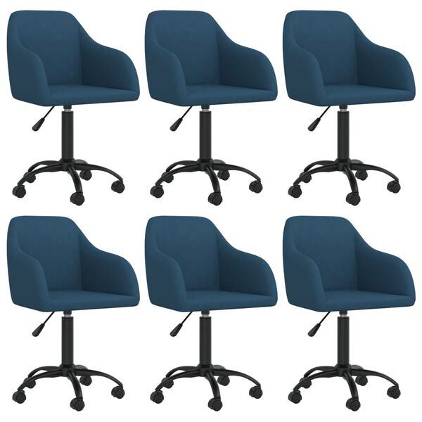 vidaXL Sedie da Pranzo Girevoli 6 pz Blu in Velluto