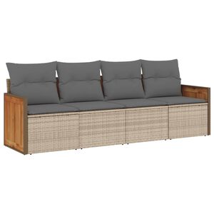 vidaXL Set Divano da Giardino 4 pz con Cuscini Beige in Polyrattan