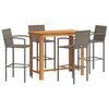vidaXL Set Bar Giardino 5pz Grigio Legno Massello Acacia e Polyrattan