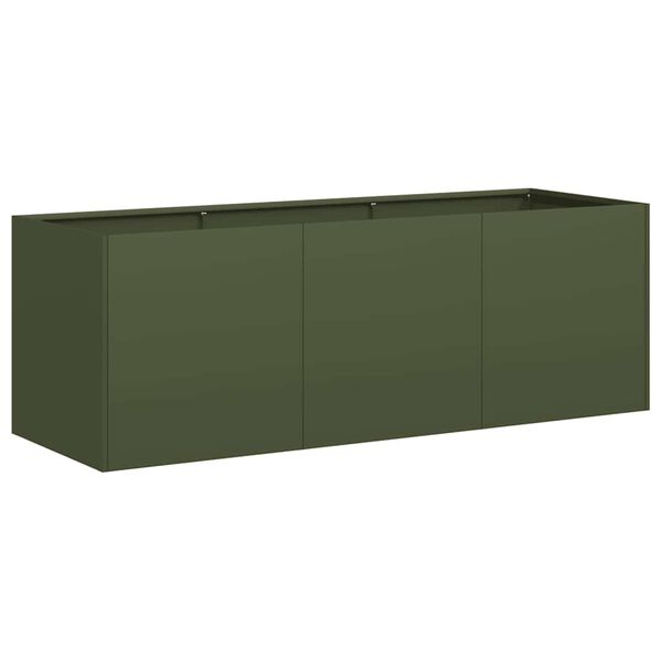 vidaXL Fioriera Verde Oliva 120x40x40 cm in Acciaio Laminato a Freddo