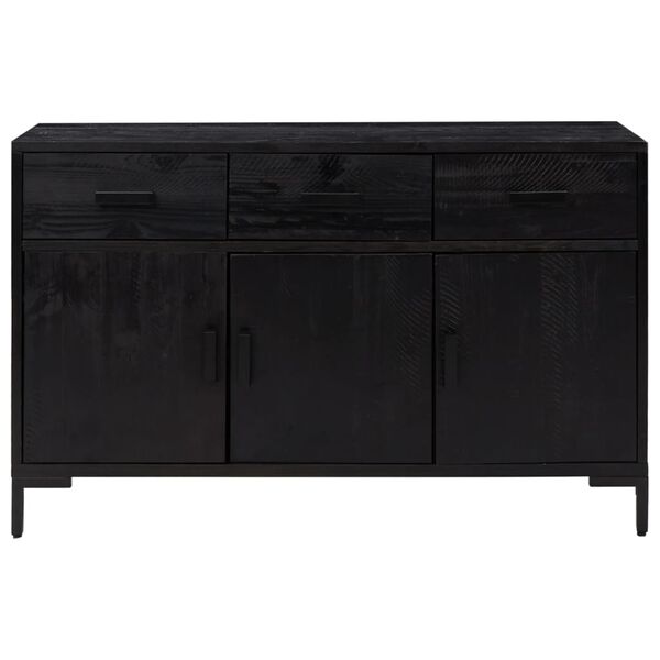 vidaXL Credenza Nera 110x35x70 cm in Legno Massello di Pino
