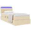 vidaXL Letto con contenitore e LED con led Crema 90 x 190 cm Tessuto