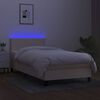 vidaXL Letto a Molle con Materasso e LED Crema 90x200 cm in Tessuto