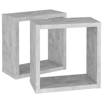 vidaXL Mensole Parete a Cubo 2 pz Grigio Cemento 30x15x30 cm