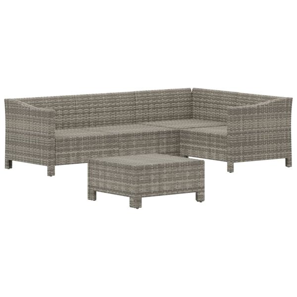 vidaXL Set Divani da Giardino 5 pz con Cuscini in Polyrattan Grigio