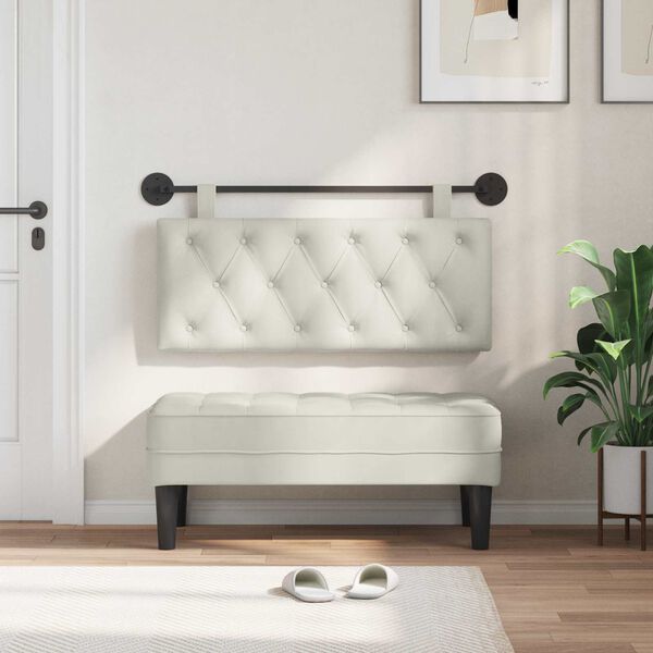 vidaXL Testata appesa Montaggio a parete Crema 110 x 55 x 7 cm Velluto