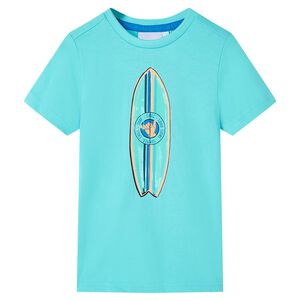 vidaXL Kids'T-shirt with Short Sleeves Ecru 92 Aquamarine 116