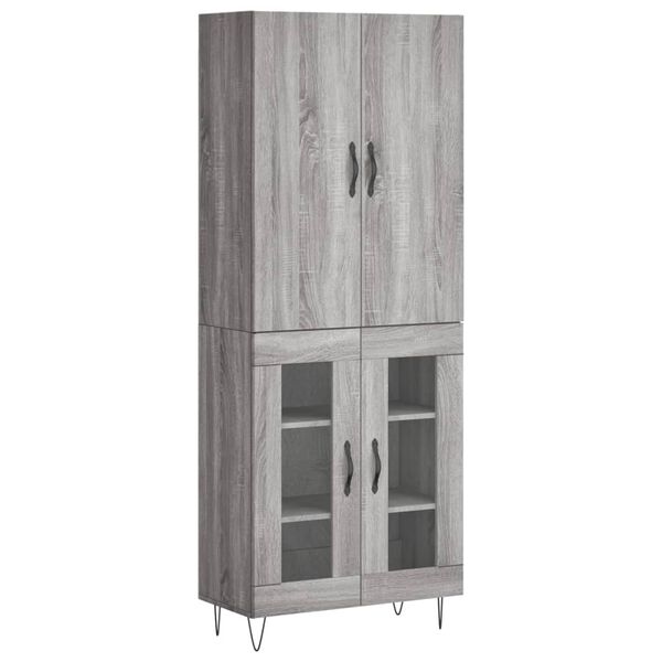 vidaXL Credenza Grigio Sonoma 69,5x34x180 cm in Legno Multistrato