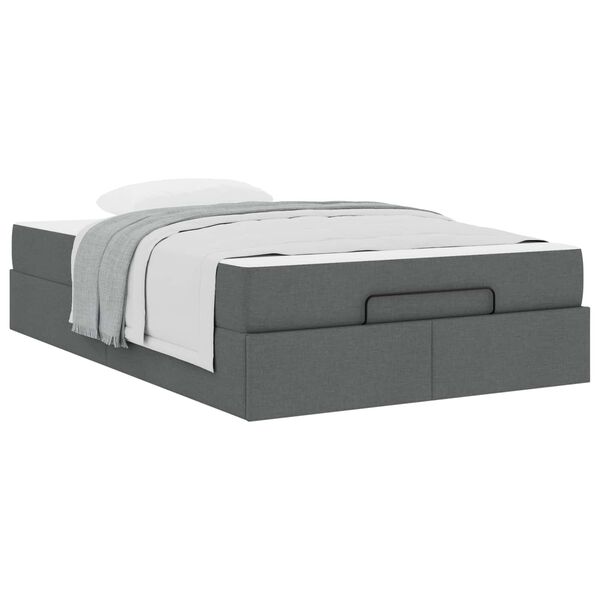 vidaXL Struttura letto con materasso 2 pcs Grigio Sfumato Tessuto