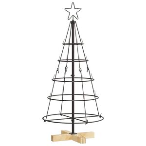 vidaXL Albero a Cono di Natale con supporto Nero 90 cm Acciaio
