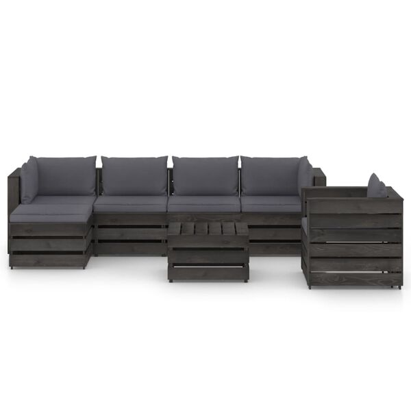 vidaXL Set Salotto da Giardino 7pz con Cuscini Legno Impregnato Grigio