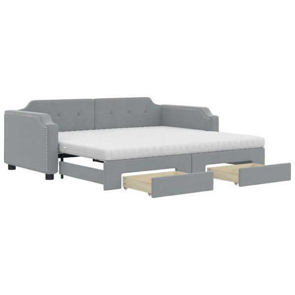 vidaXL Divano Letto Estraibile Cassetti Grigio Chiaro 90x200cm Tessuto