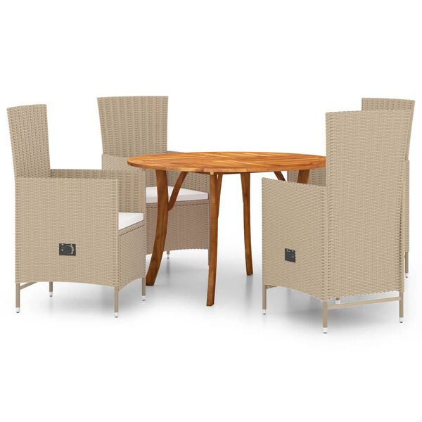 vidaXL Set Mobili da Pranzo per Giardino 5 pz Beige