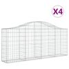 vidaXL Cesti Gabbioni ad Arco 4 pz 200x30x80/100 cm Ferro Zincato