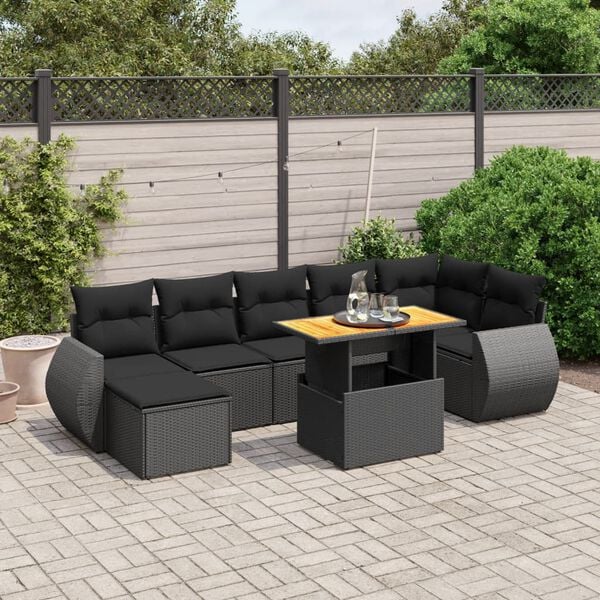 vidaXL Set Divano da Giardino 8 pz con Cuscini Beige in Polyrattan