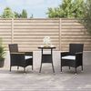 vidaXL Set Bistr&ograve; da Giardino 3 pz con Cuscini in Polyrattan Nero