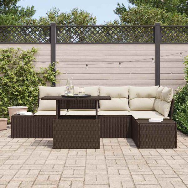 vidaXL Set Divano da Giardino 6 pcs Marrone Poly Rattan