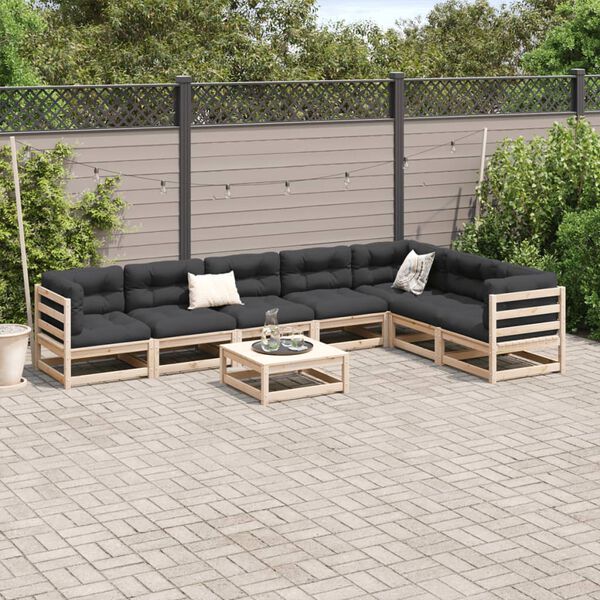vidaXL Set Divani da Giardino 8 pz con Cuscini Legno Massello di Pino