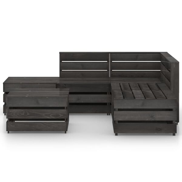 vidaXL Set Salotto da Giardino 6 pz in Legno di Pino Impregnato Grigio