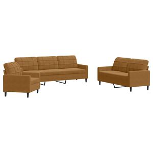 vidaXL Set di Divani 3 pz con Cuscini Marrone in Velluto