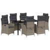 vidaXL Set da Pranzo per Giardino con cuscino 7 pcs Grigio polyrattan