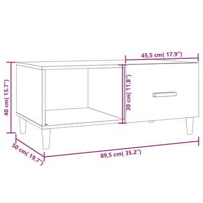 vidaXL Tavolino da Salotto Nero 89,5x50x40 cm in Legno Multistrato