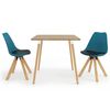 vidaXL Set da pranzo 3 pezzi 80x80 cm nero e turchese