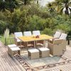vidaXL Set da Pranzo da Giardino 11 pz con Cuscini in Polyrattan Beige