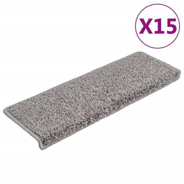 vidaXL Tappetini per scale 15 pz 65x21x4 cm Grigio Bordo rettangolare