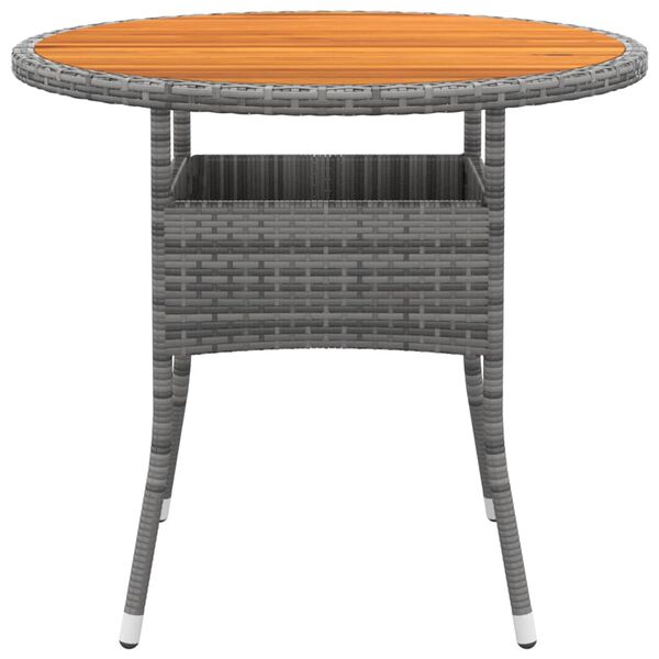 vidaXL Tavolo Giardino Ø80x75 cm Massello Acacia e Polyrattan Grigio
