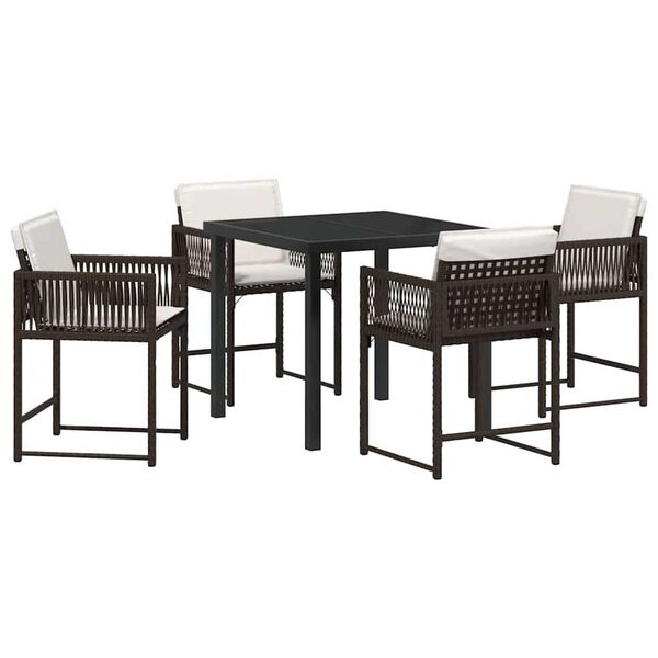 vidaXL Set da Pranzo per Giardino 5 pcs Marrone polyrattan