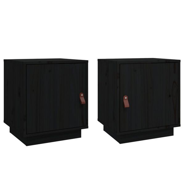 vidaXL Comodini Nero 2 pz 40x34x45 cm in Legno Massello di Pino