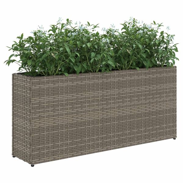 vidaXL Fioriera da Giardino con 2 Vasi Grigia 90x20x40cm in Polyrattan