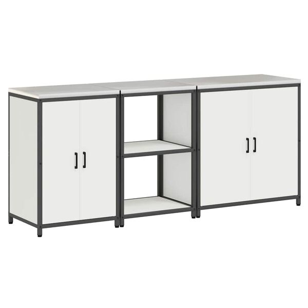 vidaXL Set di Stoccaggio per Cucina con lo scaffale 3 pcs Bianco